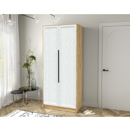 Шкаф распашной Тренд КТ-Ш2 (Дуб золотой ЛДСП/ Дуб полярный ЛМДФ) Ш918 В2128 Г547 Шкаф распашной Тренд КТ-Ш2 (Дуб золотой ЛДСП/ Дуб полярный ЛМДФ) Ш918 В2128 Г547